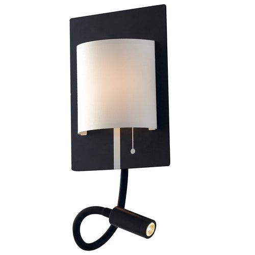 Applique Metallo Nero Paralume Bianco Luce da Lettura Flessibile Led 9 watt Luce Naturale