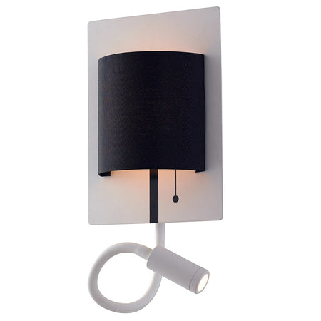 Applique Moderna Luce da Lettura Flessibile Metallo Bianco Paralume Nero Led 9 watt Luce Naturale