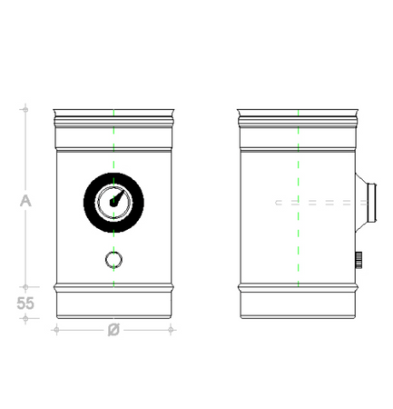 Modulo da 100mm in acciaio inox AISI 304 per prelievo e rilevamento fumi