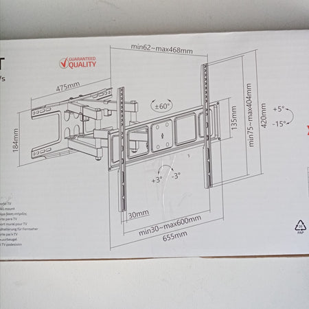 Supporto TV in acciaio per tutti i televisori lcd led plasma da 37" fino a 80"
