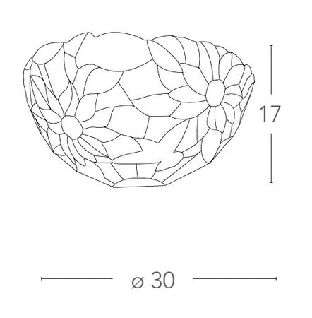 Applique Floreale Vetro Colorato Lampada a Lunetta Classica E27