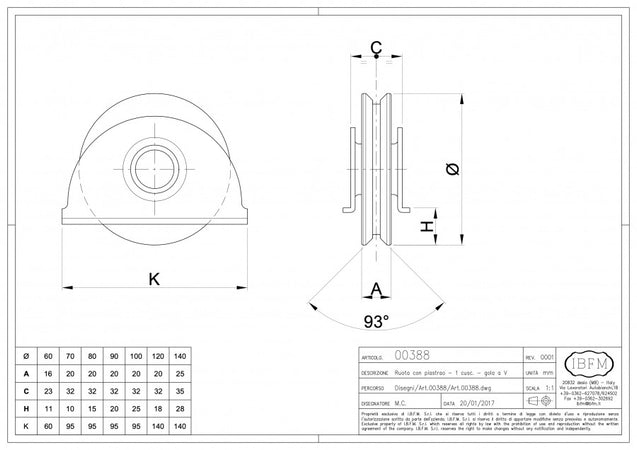 Ruota da 80mm con piastra in acciaio zincato per cancelli con 1 cuscinetto a sfera e gola a V