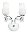 Applique in vetro bianco a 2 luci rifinitura in cromo 40 watt E14