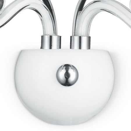 Applique in vetro bianco a 2 luci rifinitura in cromo 40 watt E14
