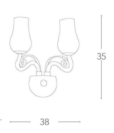 Applique in vetro bianco a 2 luci rifinitura in cromo 40 watt E14