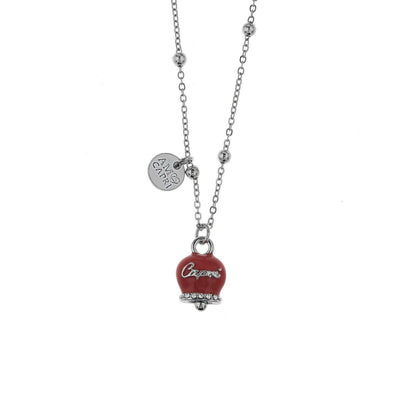 BYSIMON - Collana in Metallo maglia a pallini con campanella rossa e scritta Capri