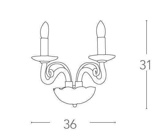 Applique Classica Cristallo Finitura Oro Lampada da Parete E14