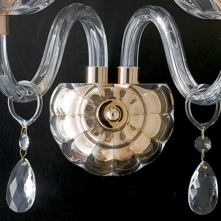 Applique Finiture Oro Cristallo Gocce Trasparente Lampada da Parete Classica E14