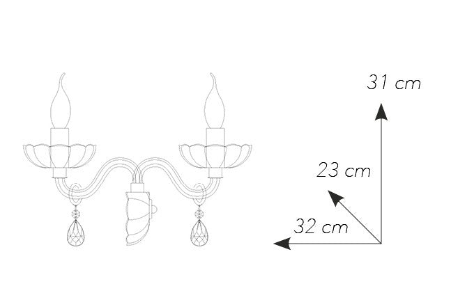 Applique Finiture Oro Cristallo Gocce Trasparente Lampada da Parete Classica E14