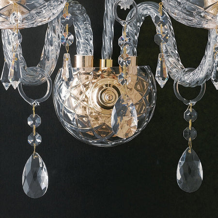 Applique Gocce Cristalli K9 Vetro Finiture Oro Lampada da Parete Classica E14