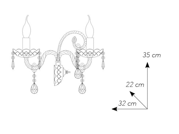 Applique Gocce Cristalli K9 Vetro Finiture Oro Lampada da Parete Classica E14