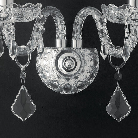 Applique Vetro Cristallo Finiture Cromo Lampada da Parete Classica E14