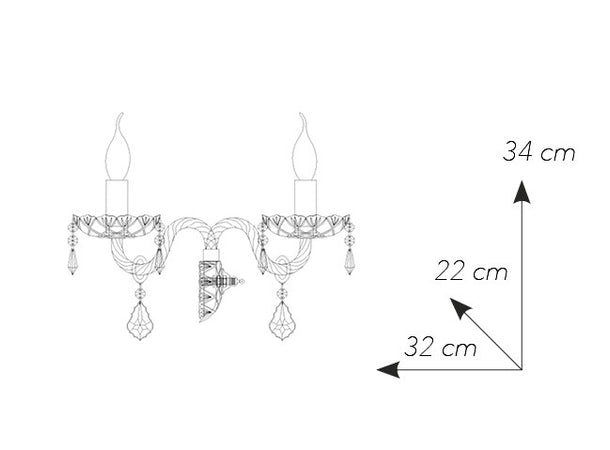 Applique Vetro Cristallo Finiture Cromo Lampada da Parete Classica E14