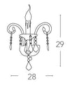 Applique Una Luce Vetro Pendangli Cristallo K9 Finiture Cromo Lampada Classica E14