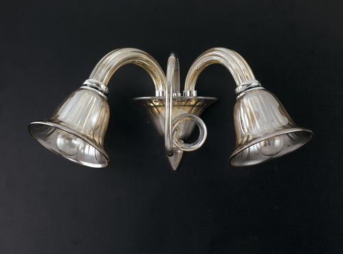 Applique Classica Bracci Verso il Basso Vetro Champagne Lampada da Parete E14