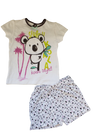 Sempre Insieme Pigiama con Koala Bimba Manica corta + pantaloncino Bianco