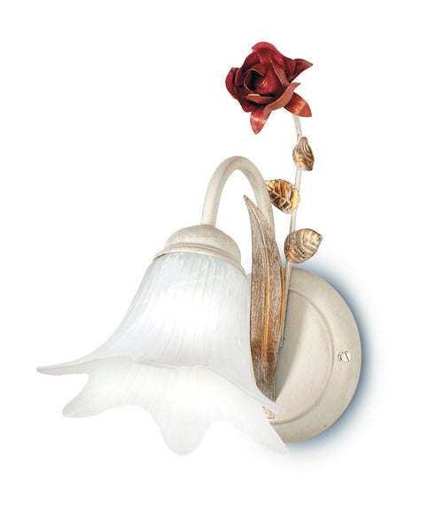 Applique Una Luce Rose Metallo Bianco Rosso diffusore Vetro Lampada Classica E14