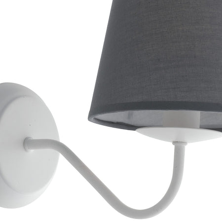 Applique Metallo Bianco paralume Tessuto Grigio Lampada da Parete E14