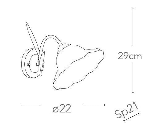 Applique Metallo paralume Vetro Floreale Lampada da Parete Classica E27