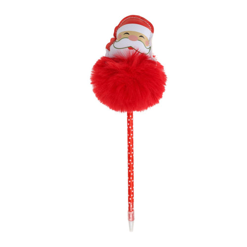 Penna natalizia con pon-pon per decorazioni natalizie h 25 cm