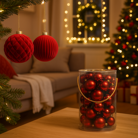 Palla di Natale in plastica floccata per decorazioni natalizie