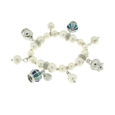 BYSIMON - Bracciale in Metallo con perle e campane blu
