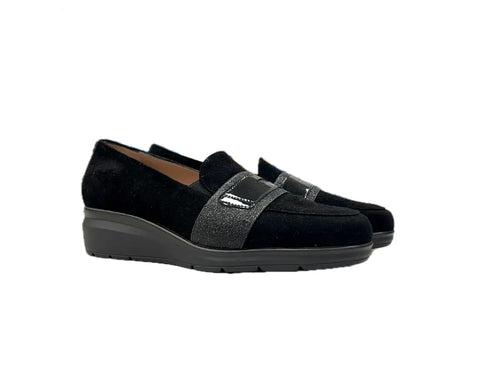 CONFORT Mocassini donna camoscio nero