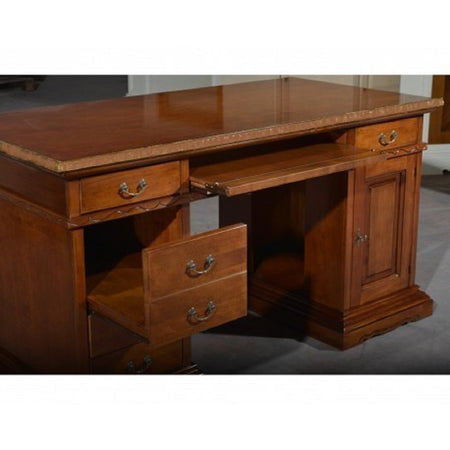 MOBILI 2G - SCRIVANIA PORTA PC ARTE POVERA IN LEGNO TINTA NOCE 160X80X87