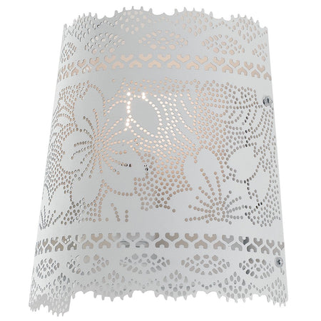 Applique Classica Bianco Opaco Forato Pizzo Lampada da Parete E14