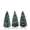 Alberi di Natale innevati Juniper, accessori per villaggio di Natale, set di 3 pezzi