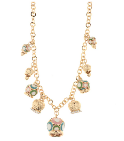 BYSIMON - Collana in Metallo con campane pendenti colorati e cristalli bianchi