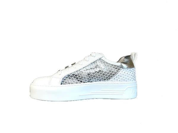 PATRIZIA PEPE Sneaker donna in pelle bianca e rete con strass