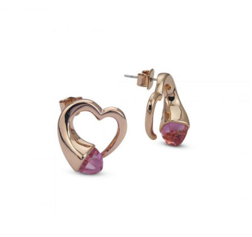 Boccadamo - Orecchini a forma di cuore con cristalli color morganite