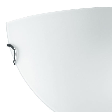 Applique Lunetta Vetro Satinato Bianco Lampada da Parete Classica E27