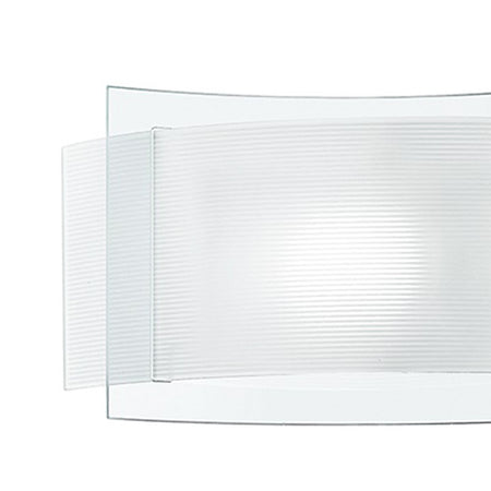 Applique Doppio Vetro Trasparente e Bianco Rigato Lampada da Parete Moderna Interno E27