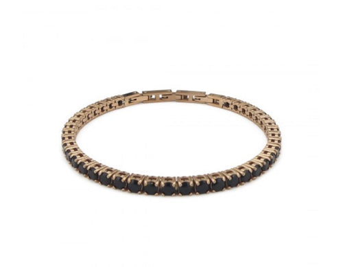 Boccadamo - Bracciale tennis color oro rosa con zirconi neri