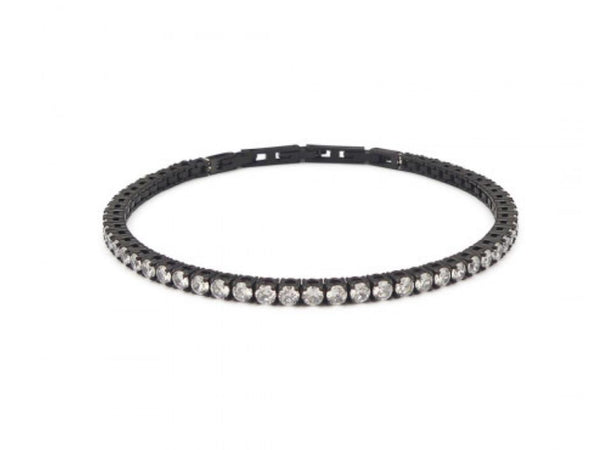 Boccadamo - Bracciale tennis nero con zirconi bianchi medi