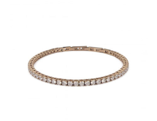 Boccadamo - Bracciale tennis color oro rosa con zirconi bianchi medi