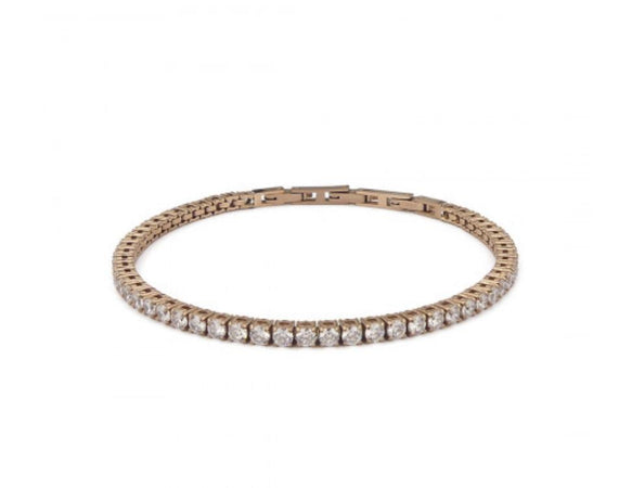 Boccadamo - Bracciale tennis color oro rosa con zirconi bianchi medi