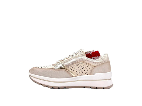 XTI Sneakers donna beige traforate con zip