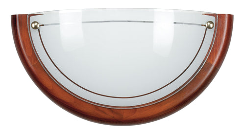 Applique Classica Lunetta Vetro Bianco Cornice Legno Lampada Classica E27