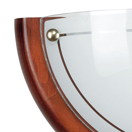 Applique Classica Lunetta Vetro Bianco Cornice Legno Lampada Classica E27