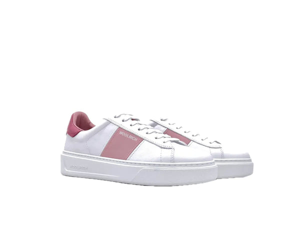 WOOLRICH Sneaker donna pelle bianco e rosa