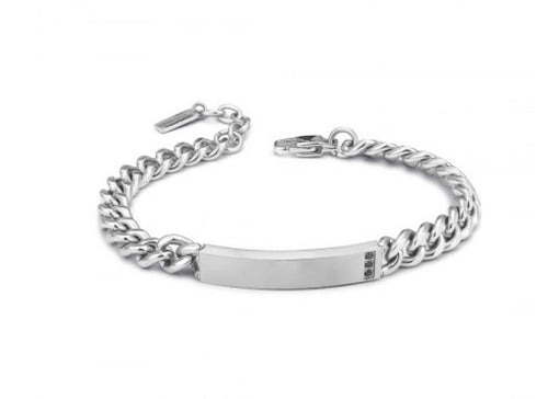 Boccadamo - Bracciale grumetta con piastrina incidibile e zirconi neri