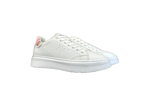 SUN68 Sneaker donna GRACE LEATHER Bianco con dettaglio multicolor