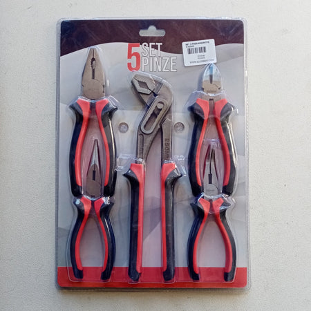 Set di 5 pinze assortite uso universale con impugnatura antiscivolo