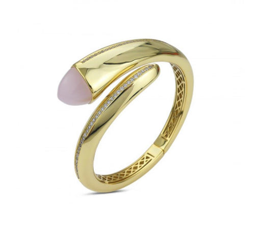 Boccadamo - Bracciale contrariè color oro con cristallo color quarzo rosa