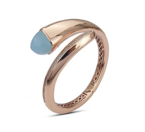 Boccadamo - Bracciale contrariè rosa con cristallo color acqua milk