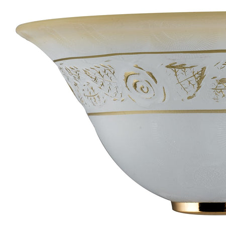 Applique Vetro Bianco Sfumata Ambra Greca Floreale Interno Classico E27