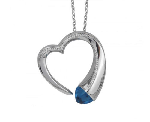 Boccadamo - Collana con cuore pendente e cristallo color acquamarina